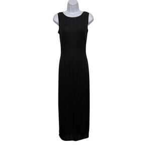 BISOU BISOU Michele Bohbot Women size M Black Fitted Maxi Dress Y2K VTG